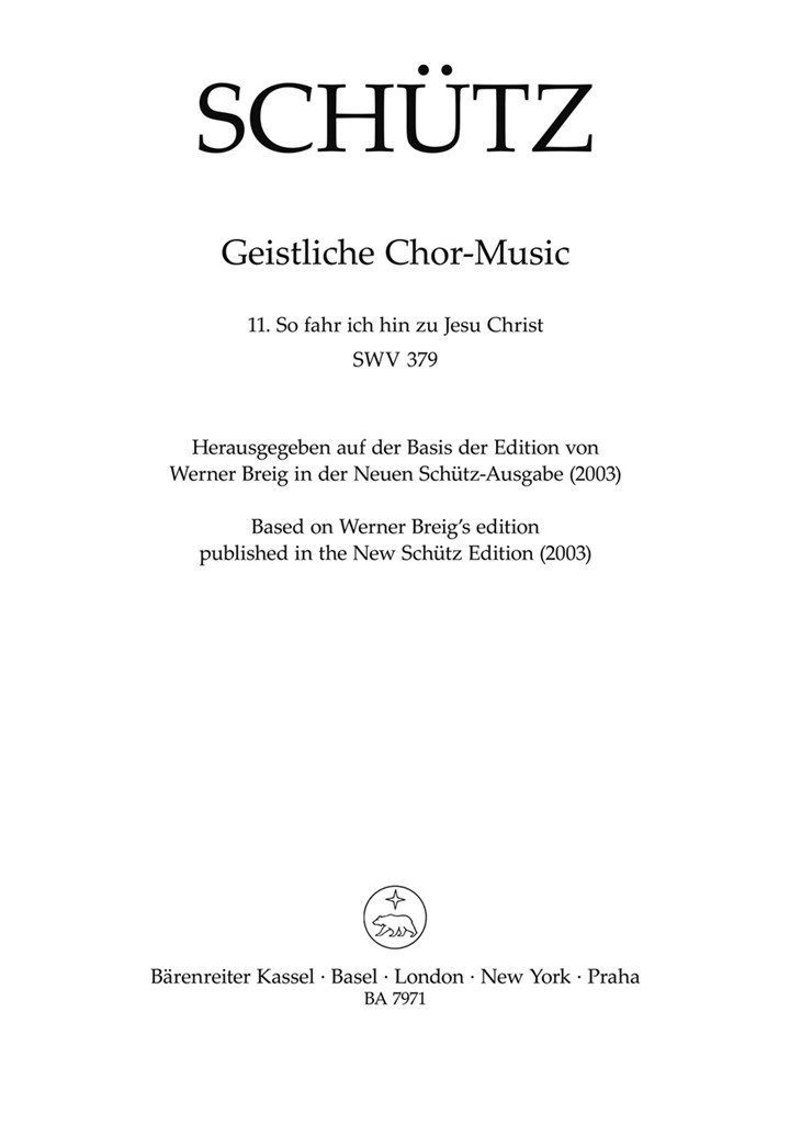So Fahr Ich Hin Zu Jesu Christ SWV 379